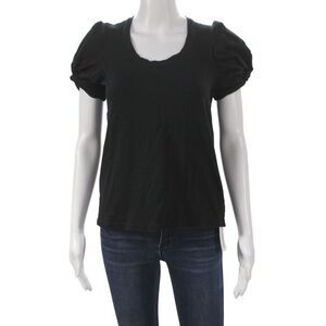 Kirna Zabete Women Basic Black Scoop Neck Short Sleeve Tee Size XS